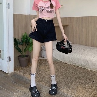Quần short jean cạp cao, Quần short jean đai gấu hách dáng T1