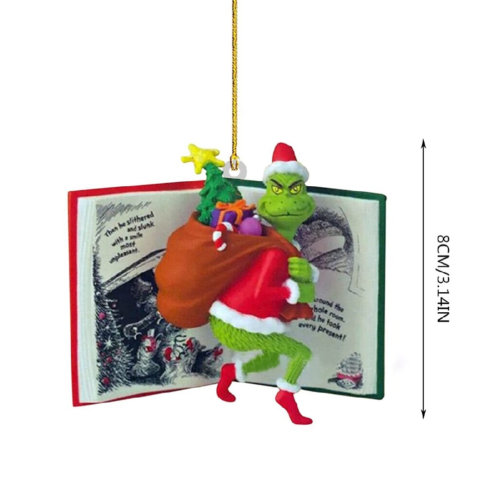 Christmas Grinch Book Tree Decoration Hanging Ornaments Acrylic Pendant Gift