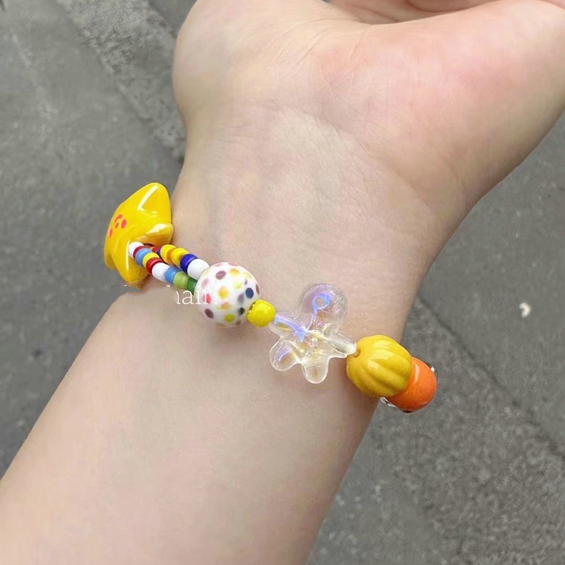 Dopamine Vòng Tay Mạ Vàng 2K Mặt Hình Trái Tim Màu Kẹo Ngọt Thời Trang Cho Nữ