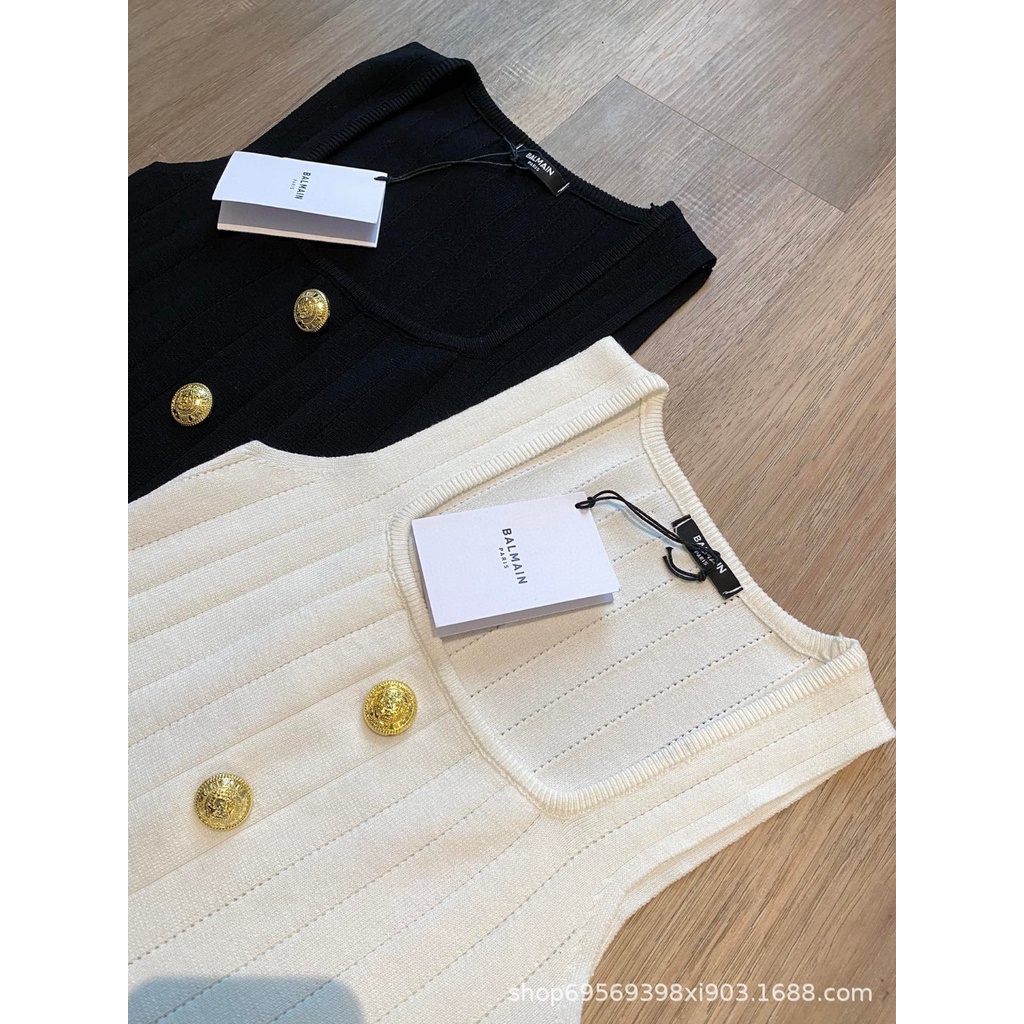 YPL3 BALMAIN Qianjin daily basic U-collar knitted vest for women