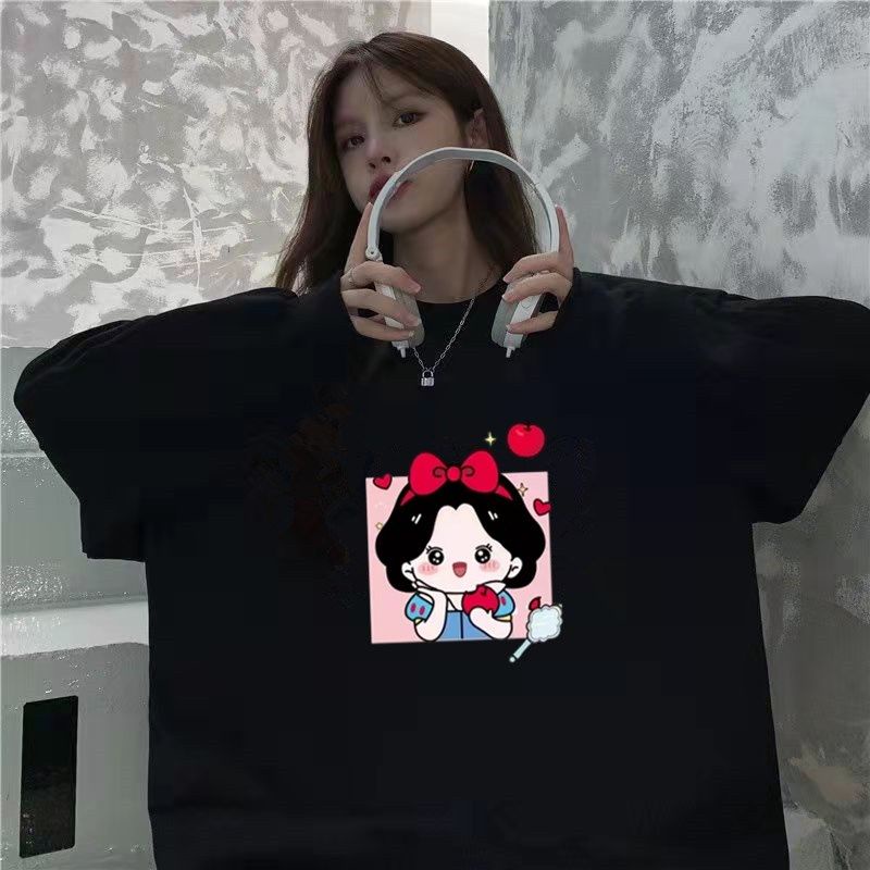 Áo Sweatshirts Mỏng Tay Dài Dáng Rộng In Hình Cho Nữ