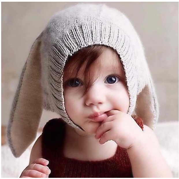 Mũ len giữ ấm, tai thỏ dài ngộ nghĩnh đáng yêu cho bé 6 - 36 tháng