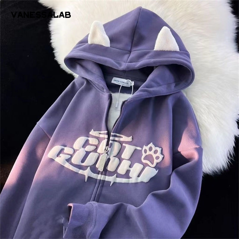 VanessaLab Áo Khoác hoodie áo khoác nữ zip hoodie comfortable Thời trang Thông thường Thanh lịch A28J12L37Z230913