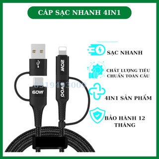 Cáp sạc 4in1 Bwoo sạc nhanh cho các dòng máy Iphone Samsung Oppo Xiaomi Rexmi Bảo Hành 12 Tháng ZINKA