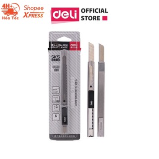 Dao Rọc Giấy Kim Loại Deli An Toàn, Tiện Dụng - Lưỡi Thép SK5 Sắc Bén, Siêu Bền - Phù Hợp Dùng Trong Văn Phòng - 2058