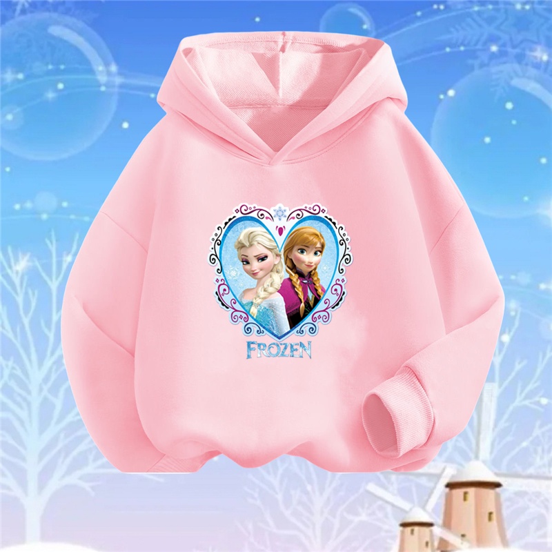 Mới Áo hoodie In Hình Công Chúa elsa frozen 2023 Cho Bé Gái Từ 3-14 Tuổi
