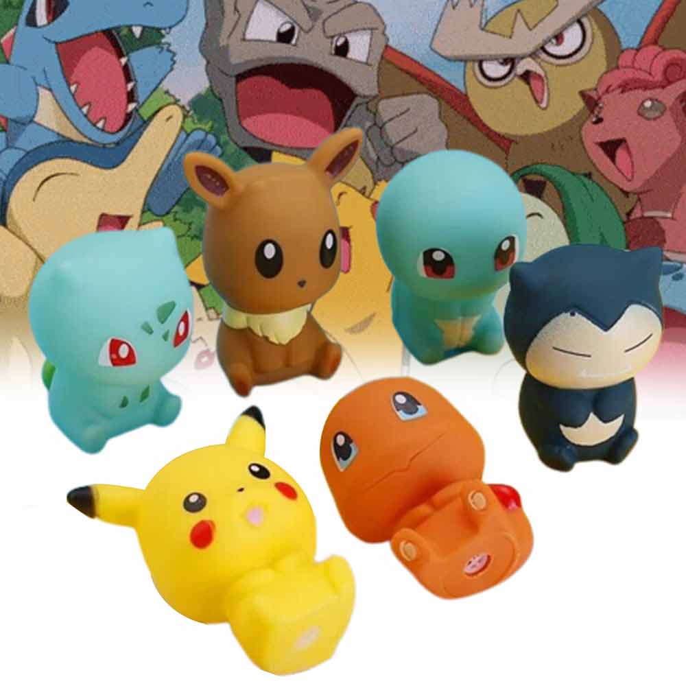 Children's Bathing  Toys Pokemon bath toys X6 Pikachu,Evee ,Charmander, Snorlax, Bulbasaur, Squirtle