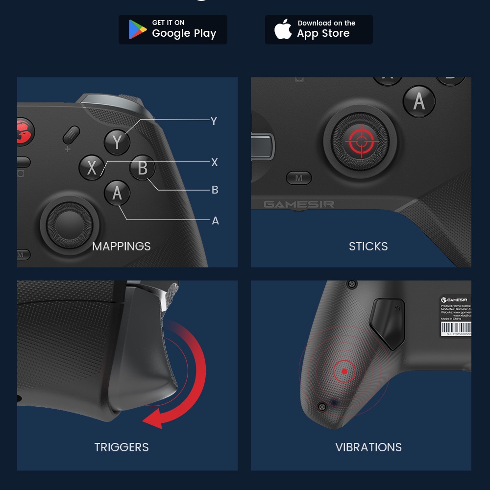 Gamesir Tay Cầm Chơi Game t4 cyclone pro bluetooth Không Dây Cho pc switch ios & android 2.4g