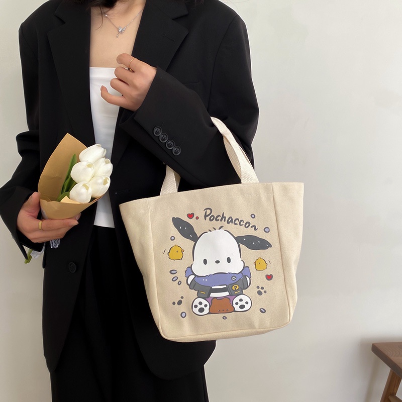 Túi Xách canvas In Hình Chó pacha Thời Trang Hàn Quốc