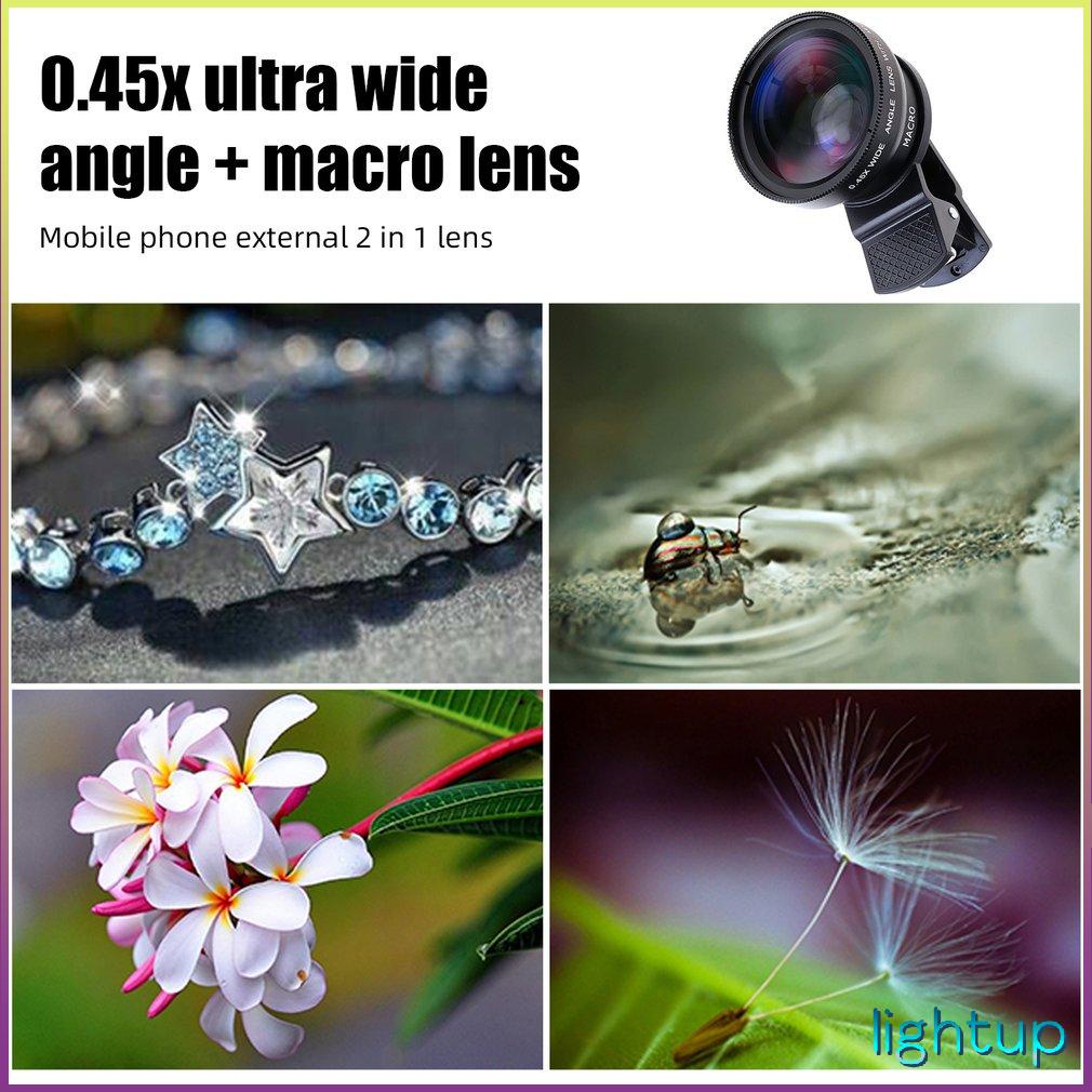 External Lens 2-In-1 Mobile Phone 0.45X Wide Angle 12.5X Macro