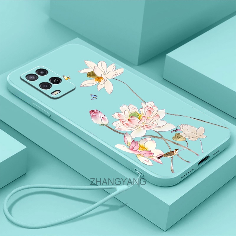 ốp lưng oppo a54 Ốp Điện Thoại tpu Viền Thẳng Chống Rơi Thời Trang Và Xinh Xắn Kèm Dây Đeo Cho oppo 