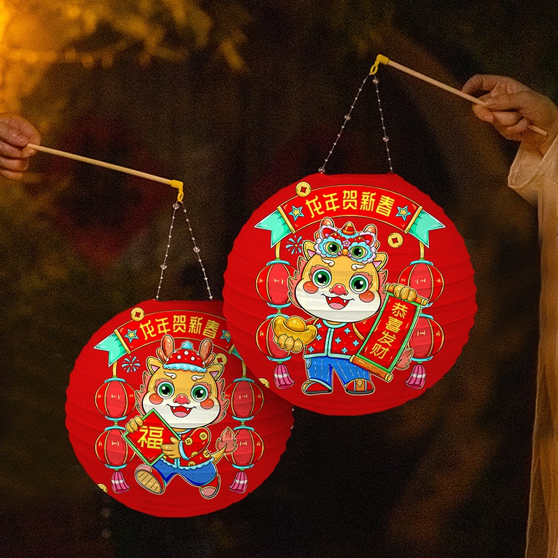 Lồng Đèn Giấy Hình Rồng Đỏ Không Thấm Nước Trang Trí Năm Mới
