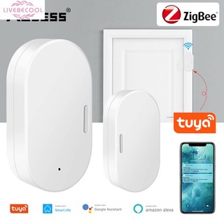 Tuya zigbee Cảm biến tiếp xúc cửa sổ thông minh Nhà thông minh Máy dò cửa không dây Mở/đóng Báo động từ xa Mục nhập mở Báo động an ninh thông minh livebecool