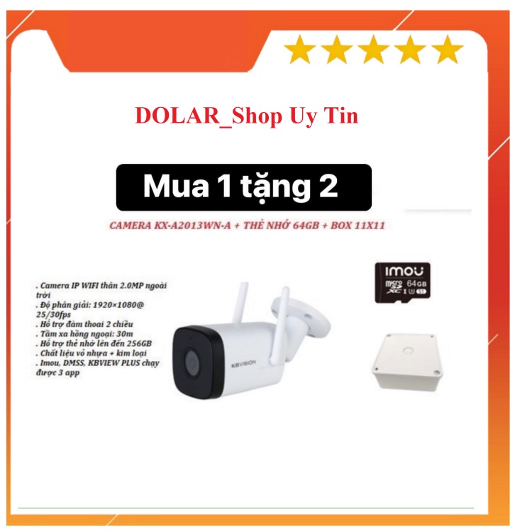 Camera không dây ngoài trời KX-A2013WN-A chống nước- Bảo hành chính hãng, loa míc đàm thoại 2 chiều