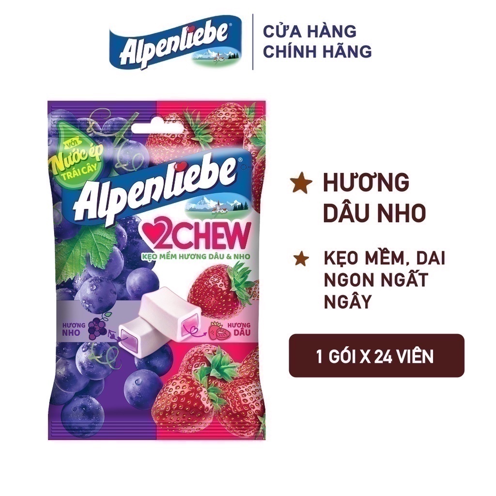 Kẹo Mềm Alpenliebe 2Chew Hương Hỗn Hợp Dâu & Nho