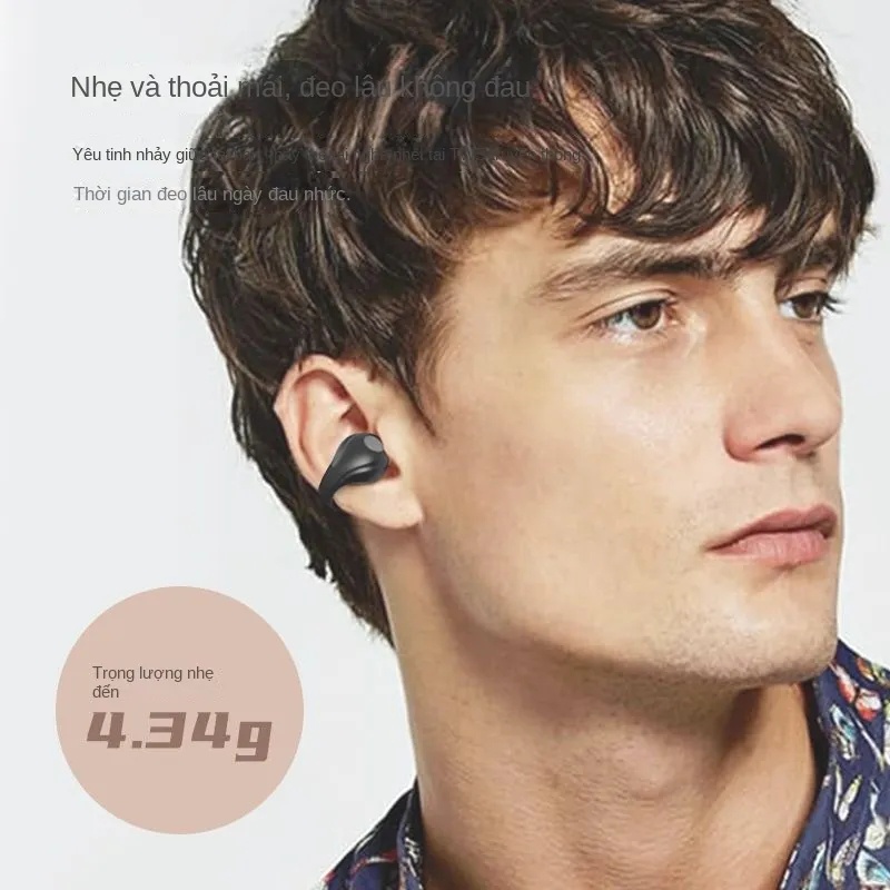 Tai nghe Bluetooth kẹp tai không dây dẫn xương cao cấp, không lọt tai vô hình Android Apple