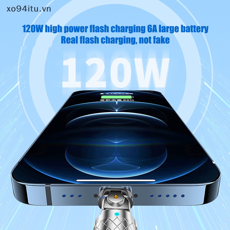 Xoitu Dây Cáp Sạc Nhanh 120w 6a 180 Độ Chất Lượng Cao Cho xiaomi huawei vn