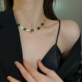 Ht Vòng Cổ choker Bằng Thép Titan Không Phai Màu Đính Đá zircon Cao Cấp Thiết Kế Dây Xích Cổ Điển Cho Nữ