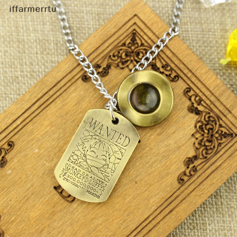 Vòng cổ Mặt Hình Nhân Vật luffy Đội Mũ Rơm Và Đầu Lâu Thời Trang Cho Nam