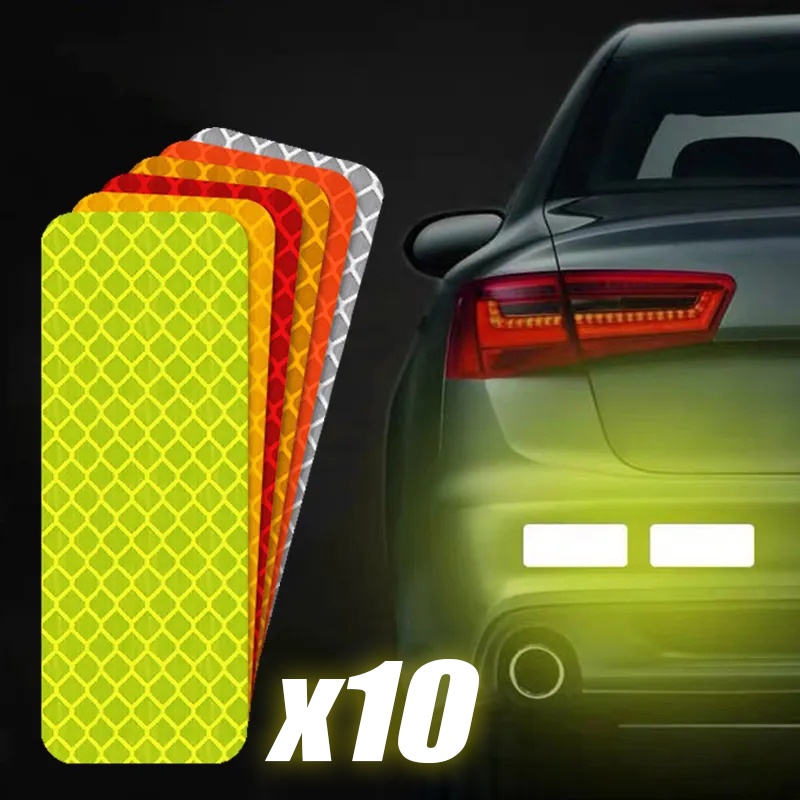Set 10 Miếng Dán Phản Quang Cảnh Báo An Toàn Cho Xe Hơi / Xe Máy / Xe Tải