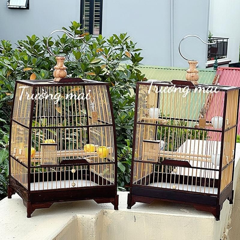 KHUNG LỒNG TỰ RÁP gỗ mun nan tre  cho chim Hút mật , ốc mít , khuyên thái đấu , vuông đấu kèm dầu bóng và keo