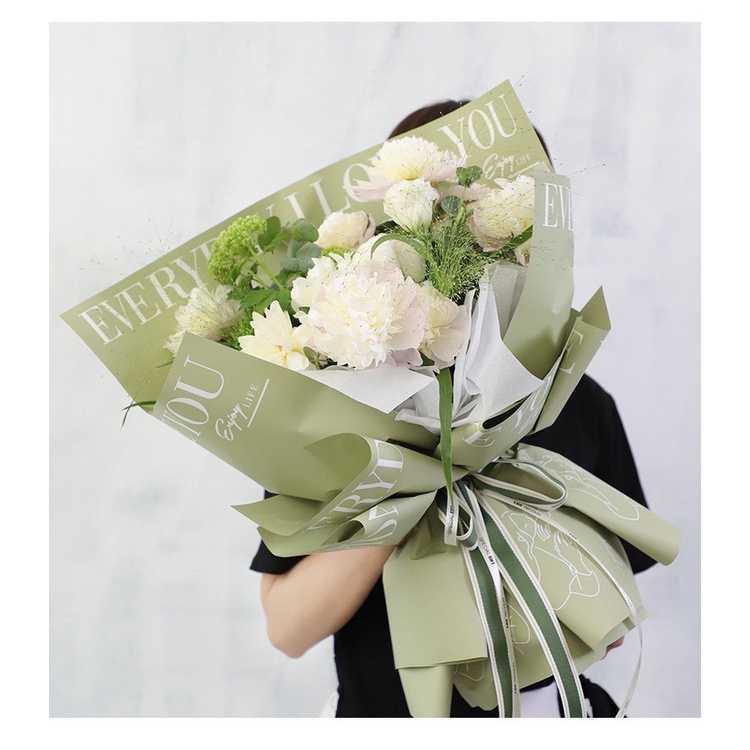 Tập 20 Tờ Giấy Gói Hoa In Chữ Love You - Loại Dày Đẹp