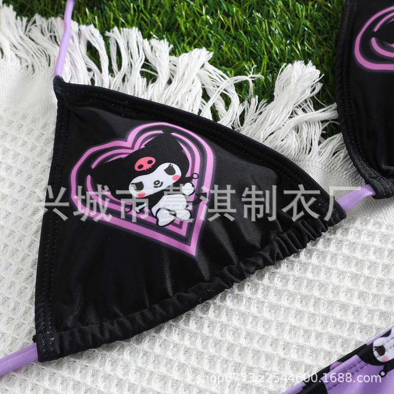 Kuromi Bộ bikini Màu Tím Phong Cách Thời Trang Kỳ Nghỉ 2023 Dành Cho Nữ