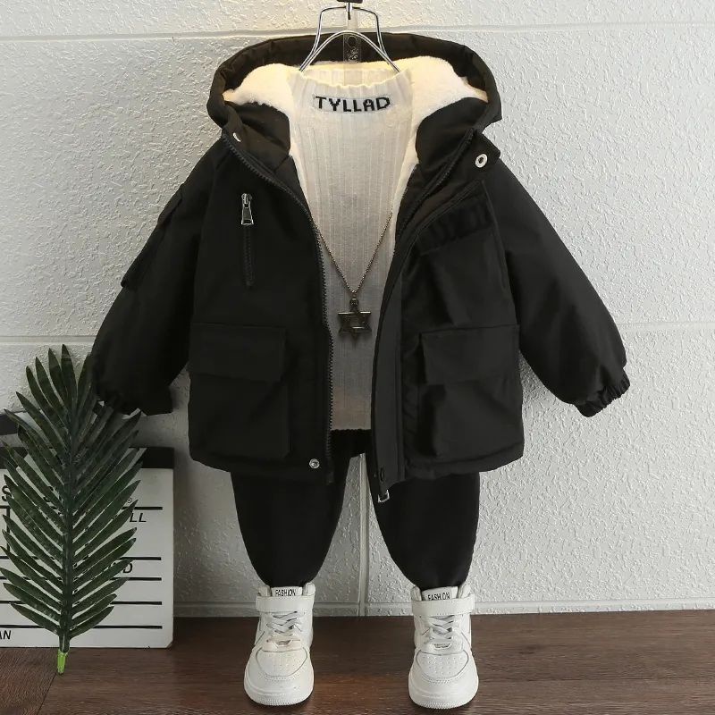 Áo Khoác cotton Lót Nhung Dày Dặn Giữ Ấm Mùa Đông Kiểu Mới 2023 Cho Bé Trai