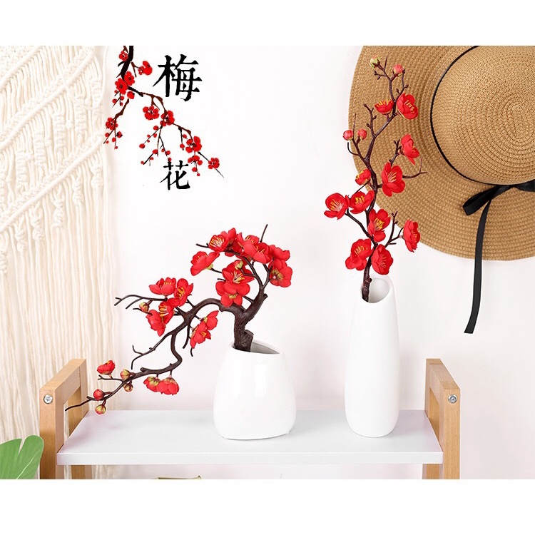 60cm Hoa Cúc Tuyết Giả Lập, Hoa Mai Đỏ Trung Quốc, Cành Khô và Cành Nhánh để Bài Trí, Trang Trí Đám Cưới và Tăng Cường Cảnh Quan.