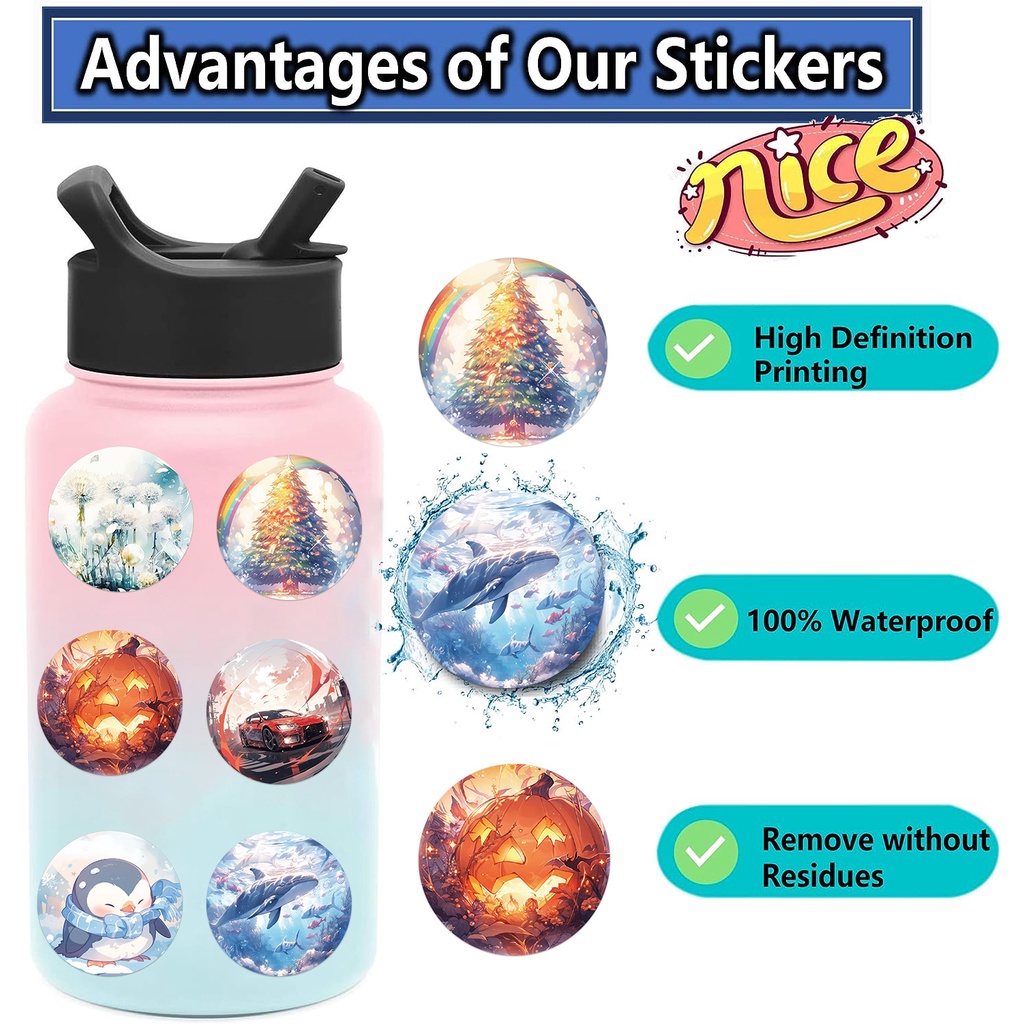 Bộ 50 Miếng Dán Chống Thấm Nước Họa Tiết graffiti Trang Trí Cho Mũ Bảo Hiểm Xe Đạp