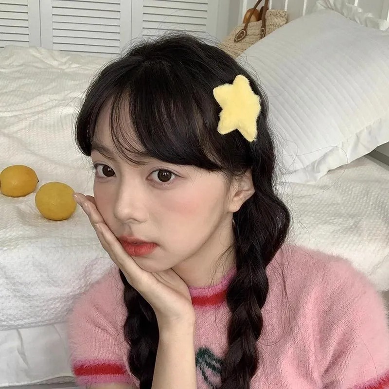 Bộ 5 Kẹp tóc mái ngôi sao Kẹp Tóc Lông Xù Đính Ngôi Sao Đáng Yêu Thời Trang Hàn Quốc