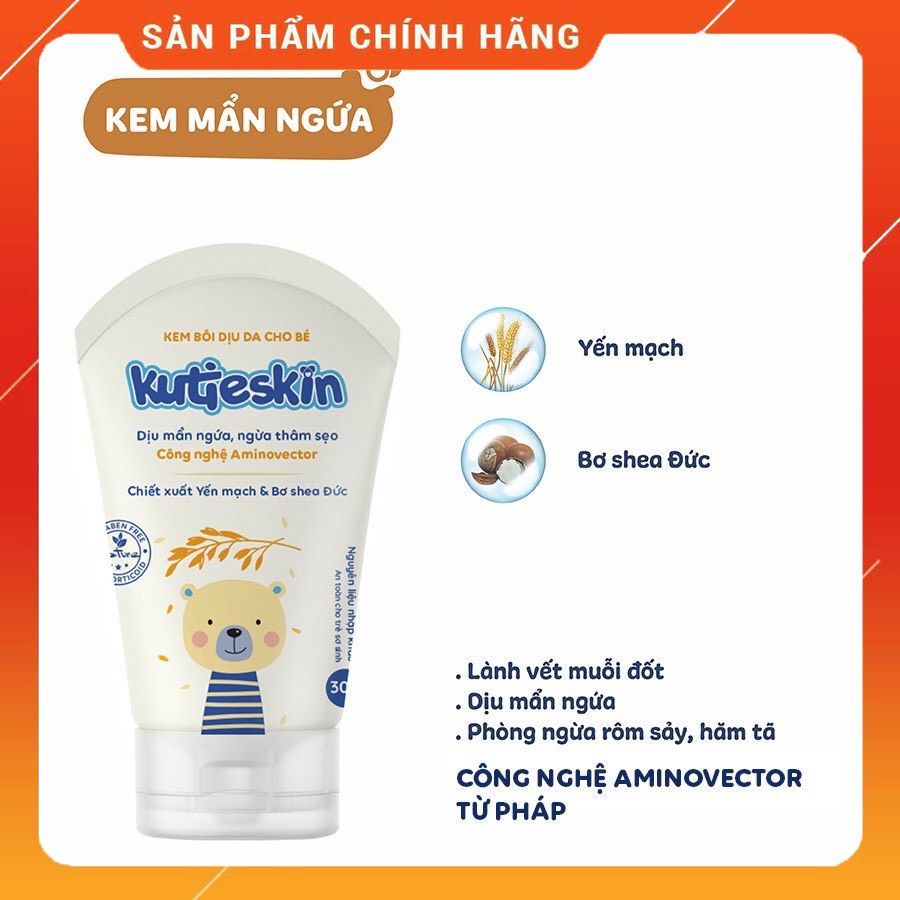 KUTIESKIN Kem bôi da tự nhiên chăm sóc làn da bé, Kem chàm sữa
