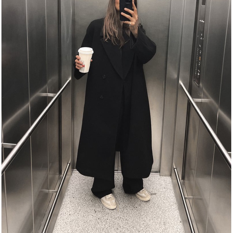 Zara Áo Khoác Len Dài Tay Dáng Rộng Thời Trang Mùa Thu Đông Ấm Áp3046269 3046271