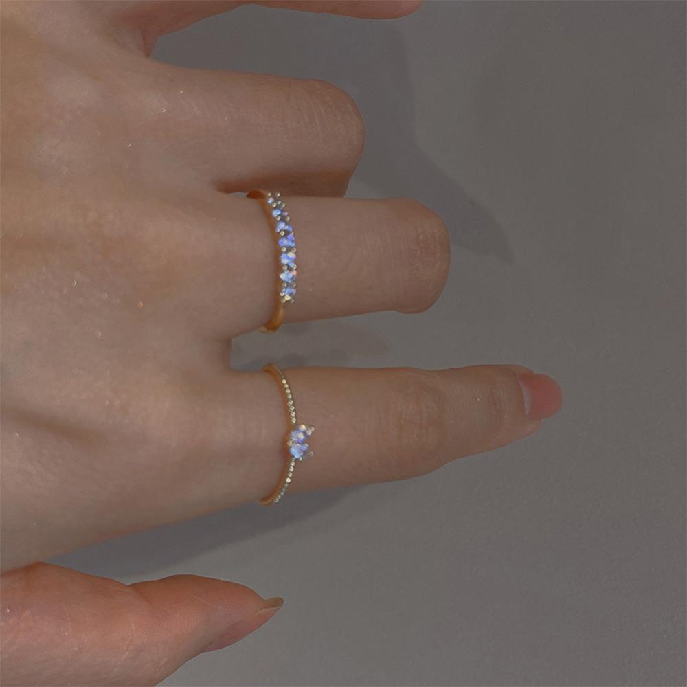 Bộ 2 Nhẫn Hợp Kim Mạ Vàng Đính Đá Hình Trái Tim Đơn Giản i1k3