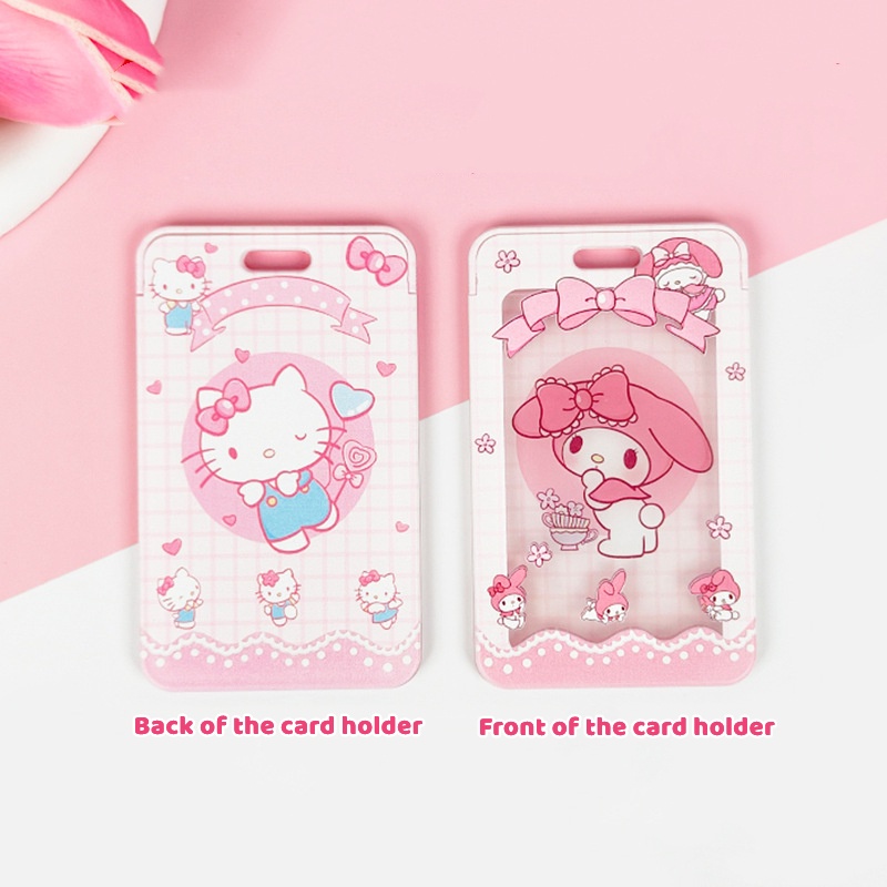 Sanrio Túi Đựng Thẻ id / Thẻ id Bằng acrylic Chống Thấm Nước Có Dây Rút Thu Gọn Được