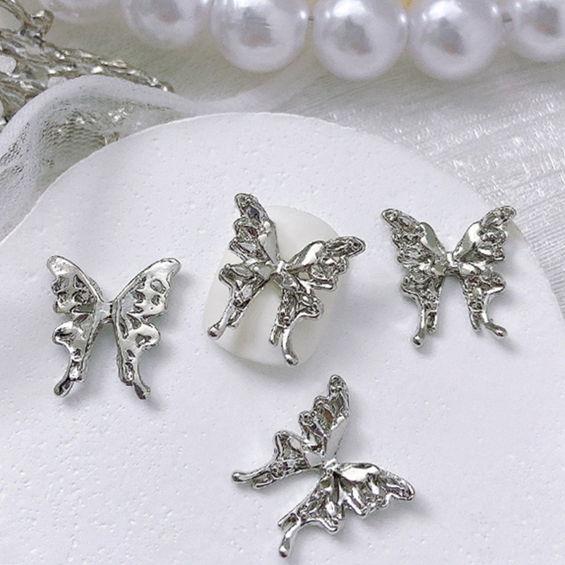 Set 10 Phụ Kiện Trang Trí Móng Tay Hình Bướm 3d Xinh Xắn charms