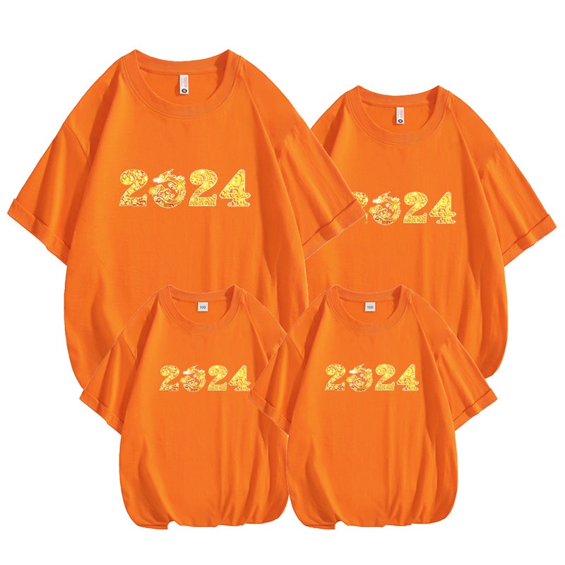 Áo Thun cotton Ngắn Tay In Hình Rồng Thời Trang 2024 Cho Gia Đình