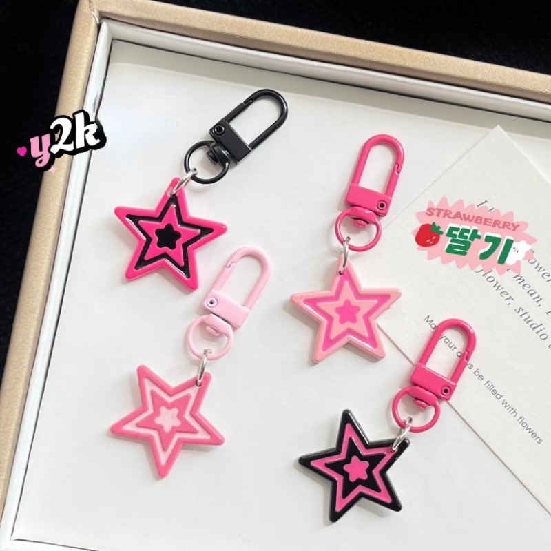Móc Chìa Khóa Màu Hồng / Ngôi Sao Năm Cánh Bằng Nhựa resin diy Thời Trang Nữ Tính Ngọt Ngào / Móc Khóa Túi Xách / dopamine
