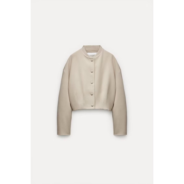 Zara Bộ Áo Khoác bomber Dáng Ngắn + Quần Dài Xẻ Tà Thời Trang Thu Đông Cá Tính8086707 7957707