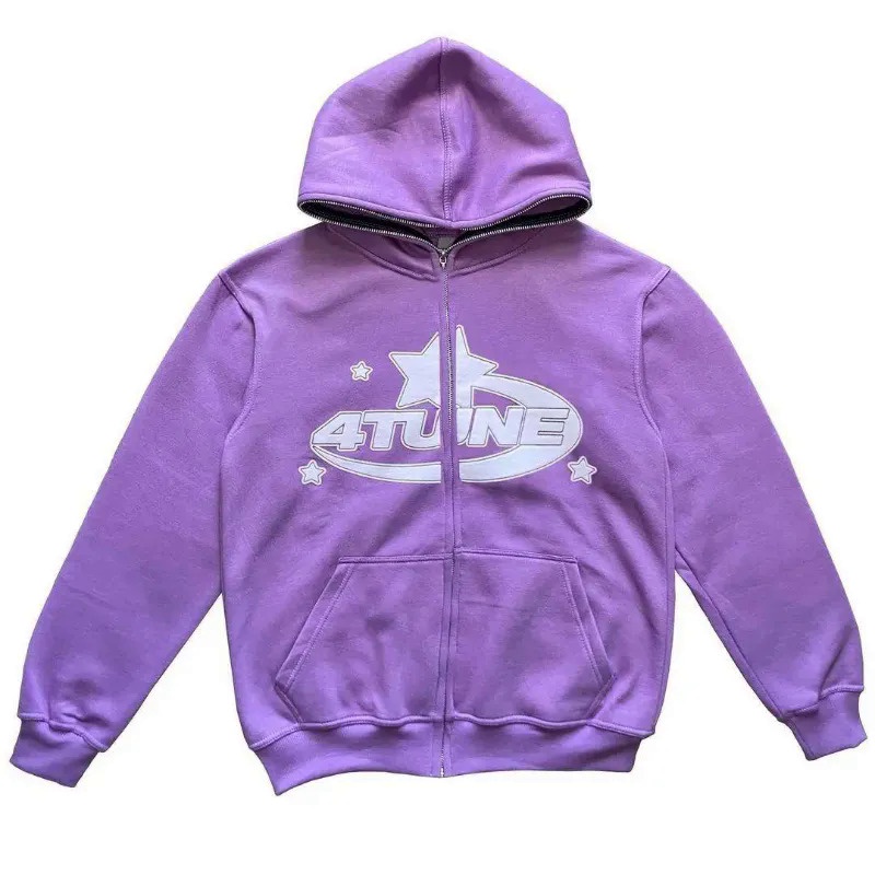 Y2k Áo Khoác hoodie Dáng Rộng Tay Dài Có Khóa Kéo In Chữ Và Ngôi Sao Phong Cách harajuku Đường Phố Cho Nam