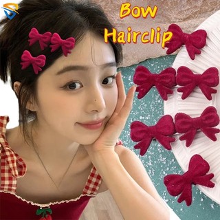 Mới kẹp tóc nơ vải nhung màu đỏ giáng sinh dễ thương dành cho nữ