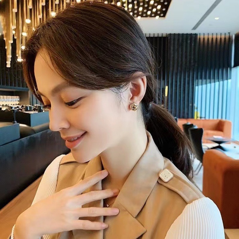 Bông Tai Mạ Bạc 925 Hình Tròn Xoắn Ốc Dễ Thương