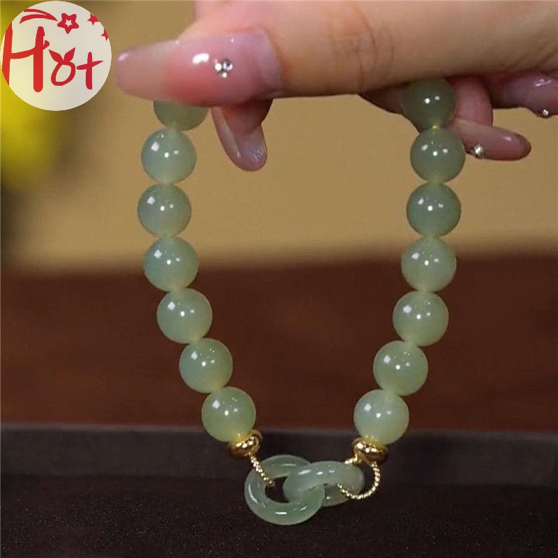 Vòng Tay Chuỗi Hạt Đá Ngọc Bích Hai Vòng An Toàn Phong Cách hetian jr Thời Trang Làm Quà Sinh Nhật Cho Bạn Gái vn