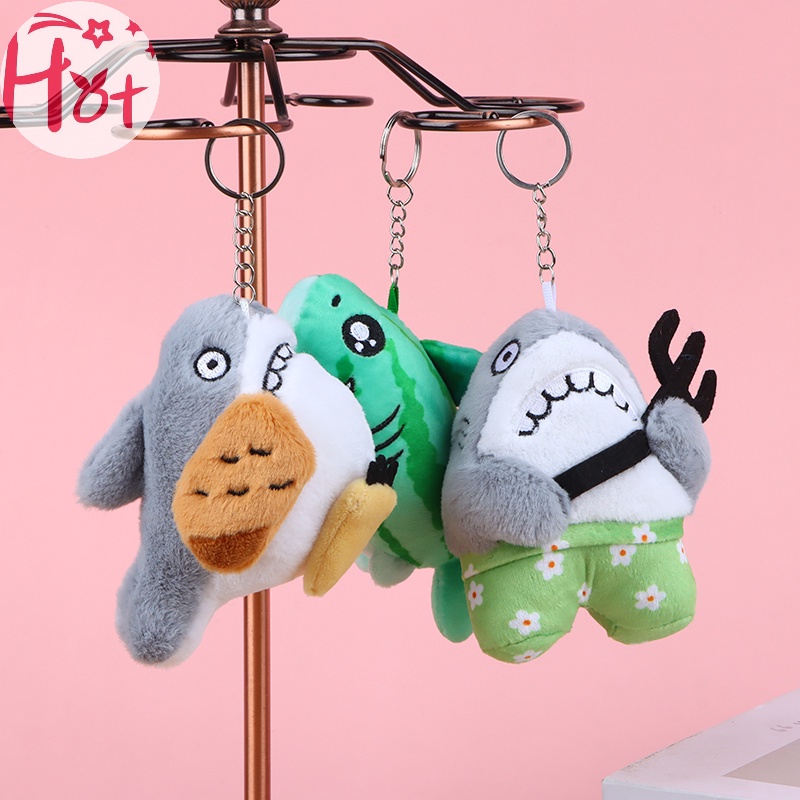 Móc Khóa Hình Cá Mập Nhồi Bông Mềm Mại Đáng Yêu