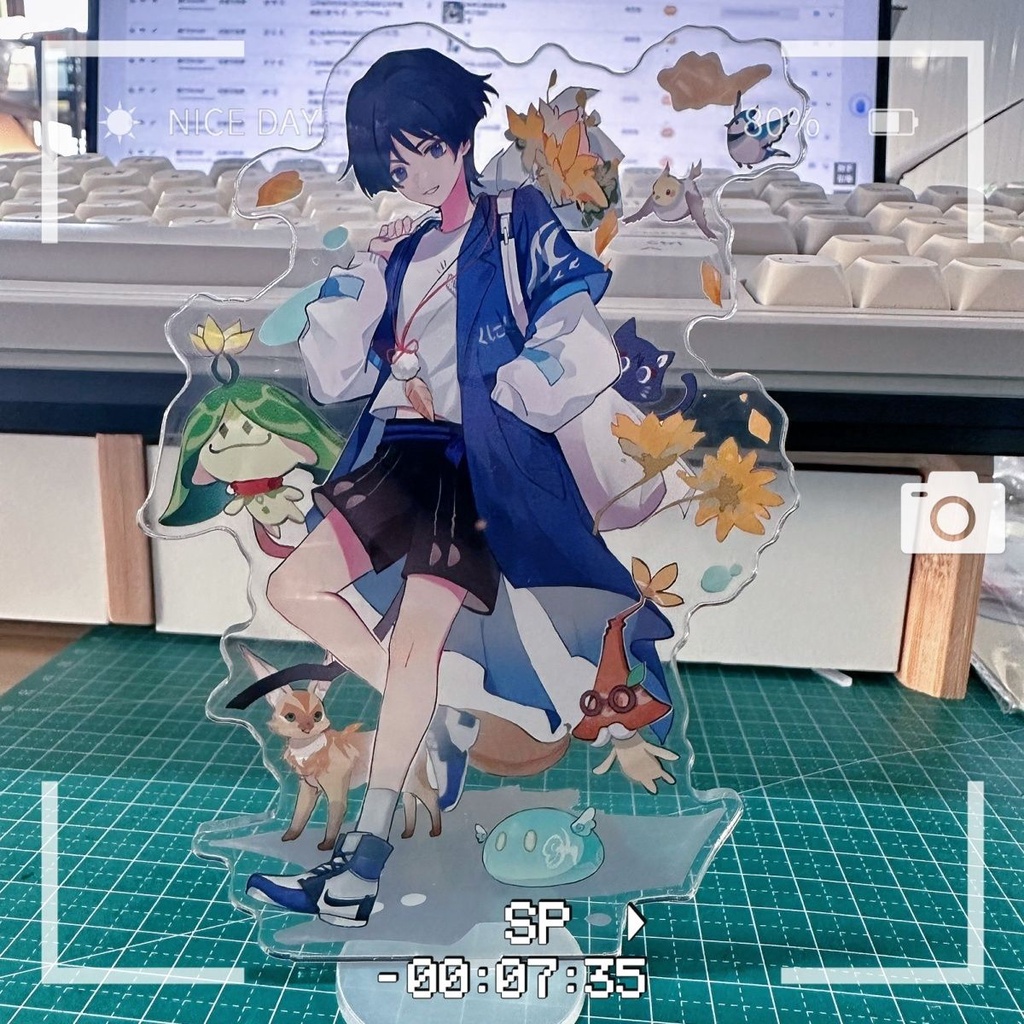 Mô hình Standee Balladeer Wanderer Standing Anime Genshin Impact in hình nhân vật 2 mặt rõ nét decor góc học tập để bàn