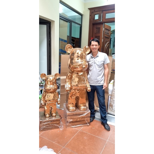 Gấu BearBrick-Mô hình tượng gấu BearBrick đính kim sa-Bụng phệ-135CM tặng thêm xe