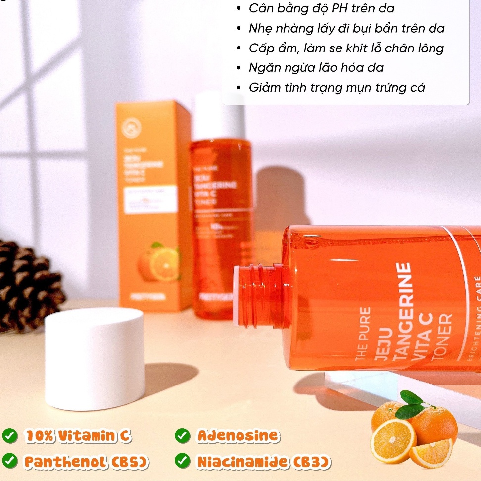 Nước hoa hồng sáng da Pretty Skin Vita C The Pure Jeju Tangerine Toner 250ml