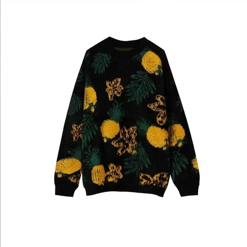 Áo sweater Cổ Tròn Dáng Rộng In Hình Quả Dứa Thời Trang Cho Nam