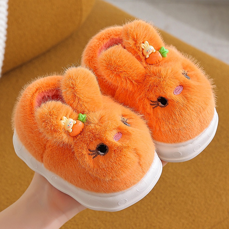 Dép cotton Đi Trong Nhà Đế Dày Chống Trượt Giữ Ấm Mùa Đông In Họa Tiết Thỏ Hoạt Hình Cho Bé Gái Sơ Sinh