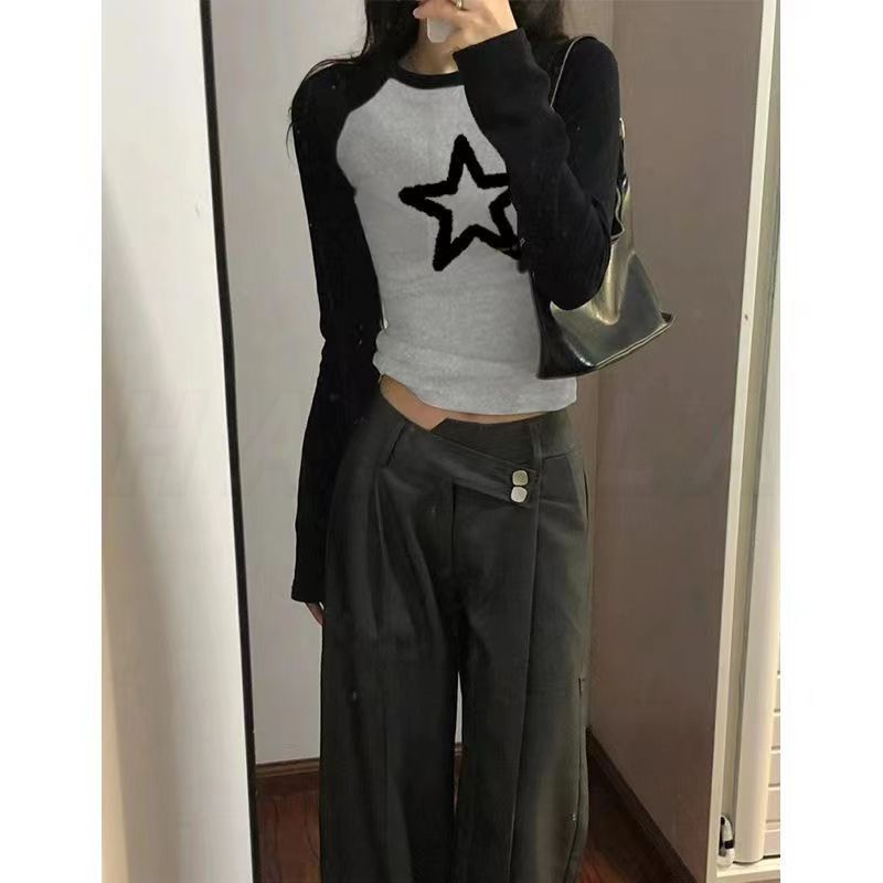 Áo Thun Tay Dài Áo baby tee Áo croptop Tay Dài Phong Cách Thời Trang retro Mỹ Hàng Mới 2023